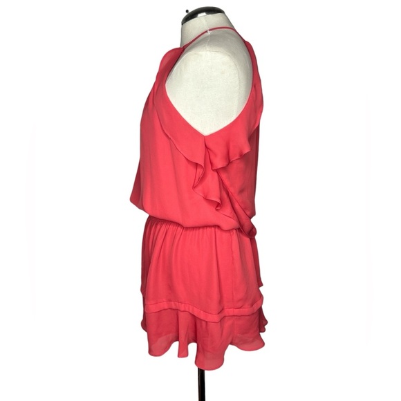 Parker Coral Pink Blouson Halter Mini Dress Size M - Picture 2 of 10